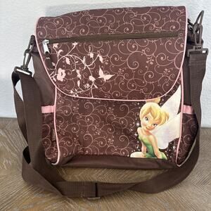 Disney Tinkerbell Tinker Bell Backpack Crossbody Diaper Bag Fairies Brown Pink